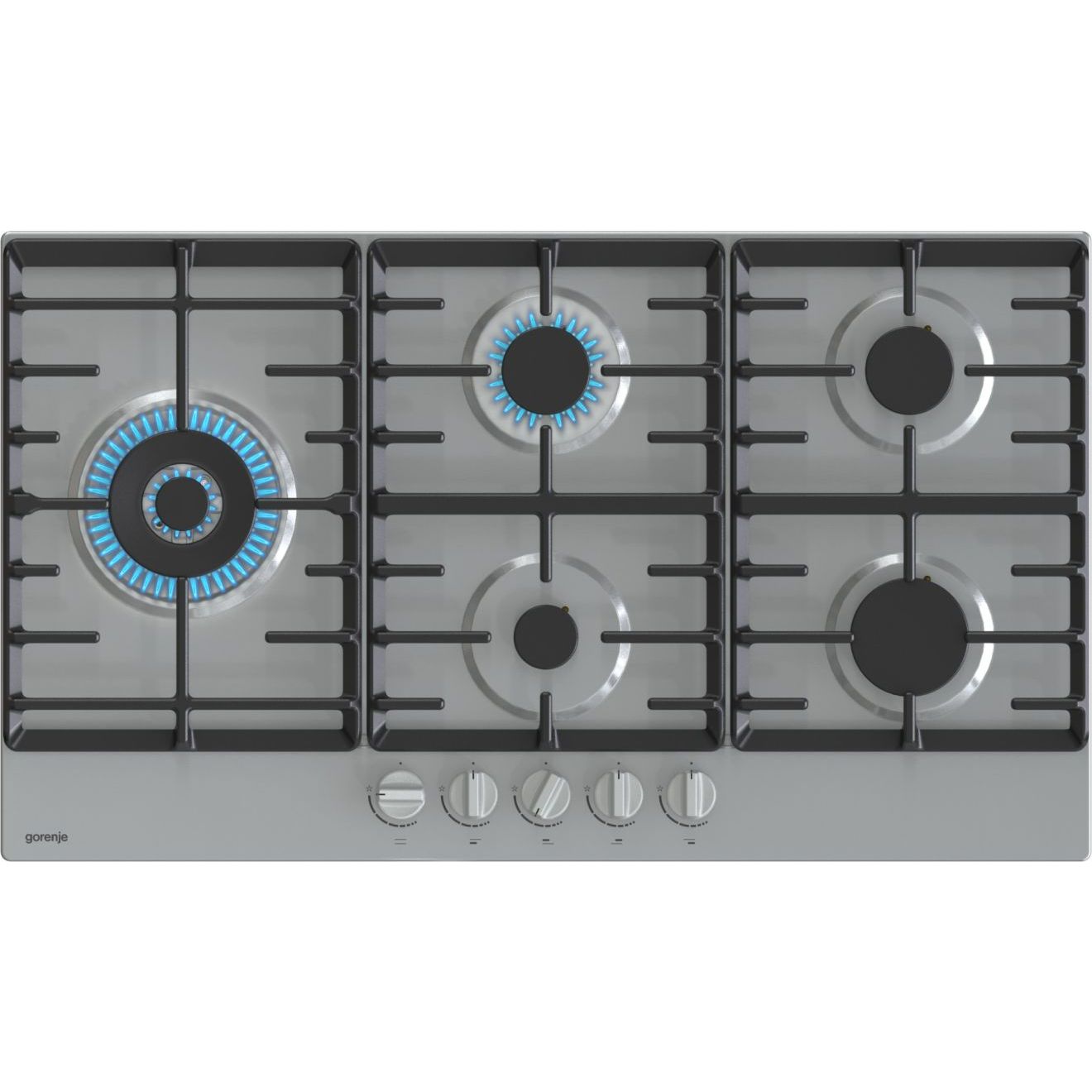 Gorenje Built-In Hob, 90 cm, 5 Gas Burners, Silver - GW951X