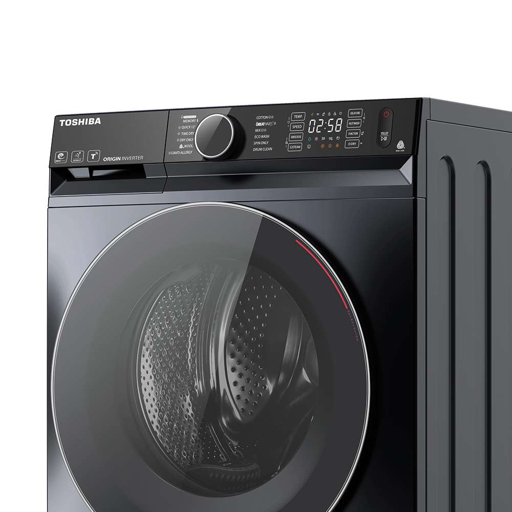 Toshiba T15 Digital Front Load Full Automatic Washing Machine With Inverter Technology, 10.5 kg, With Dryer 7 kg, Morandi Grey - TWD-BM115GF4EG(MK)