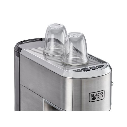 Black+Decker Espresso Machine, 1 Liter, 2 Cups, 1450 Watt, Silver - ECM150