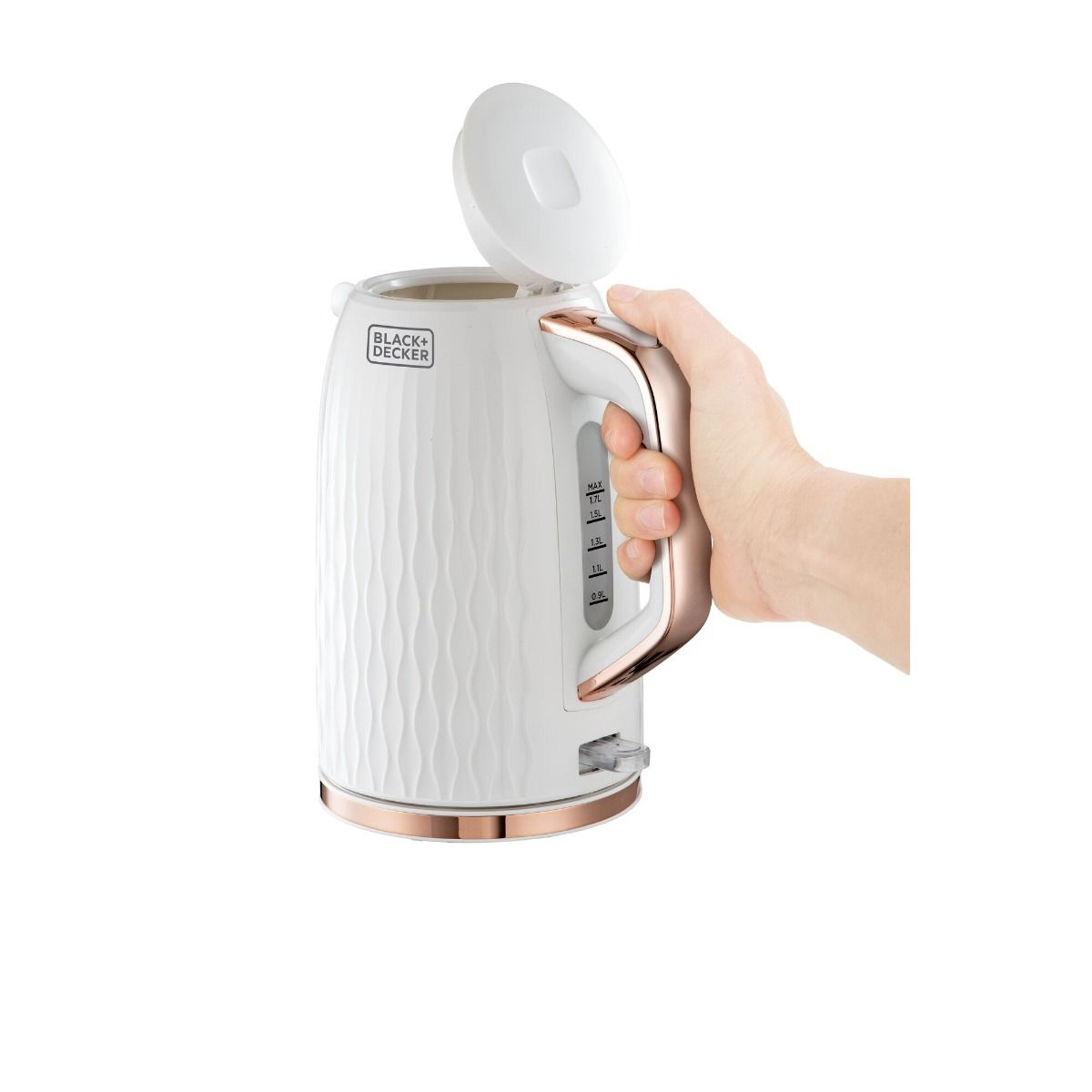 Black + Decker Electric Cordless Kettle, 1.7 Liters, 2200W, White - JC190W