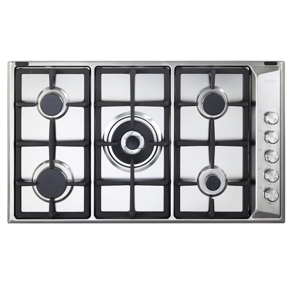 Elba Gas Hob, 90 Cm, 5 Burners, Silver - E95-545XND
