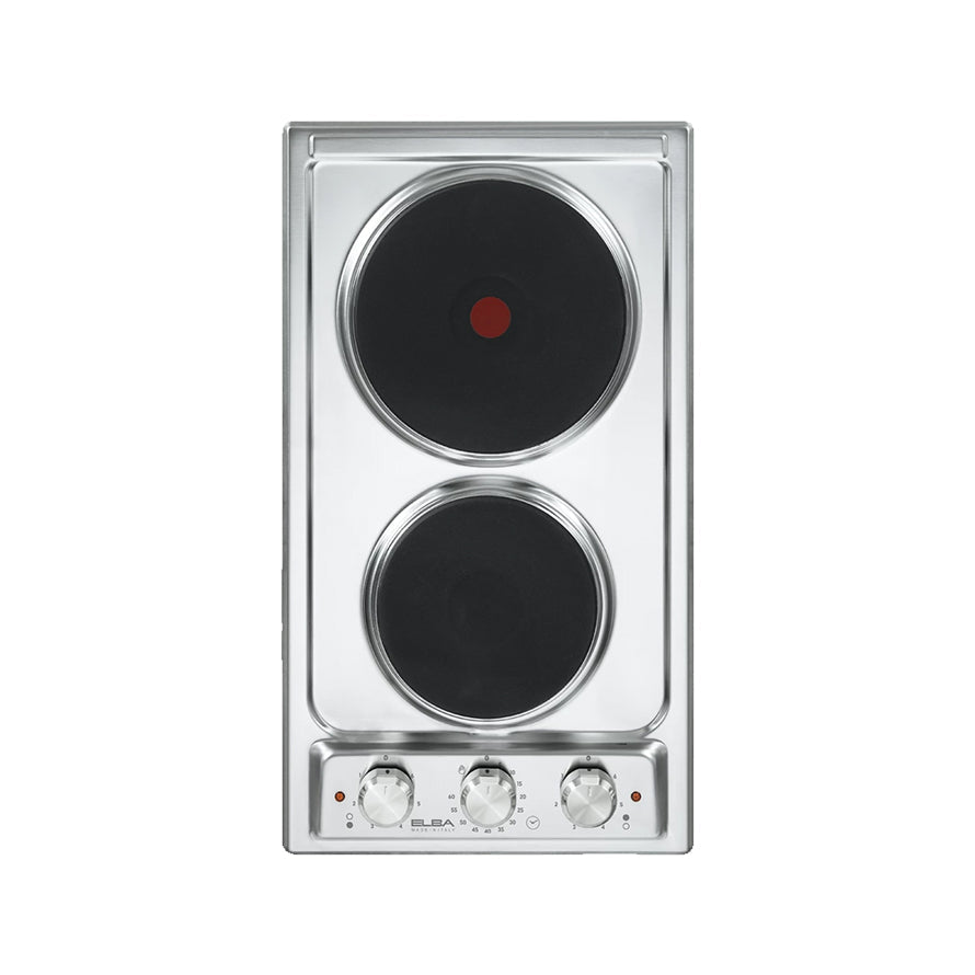 Elba Electric Hob 2 Electric Solid Plates, 30 cm, Silver - EN30-02TXD