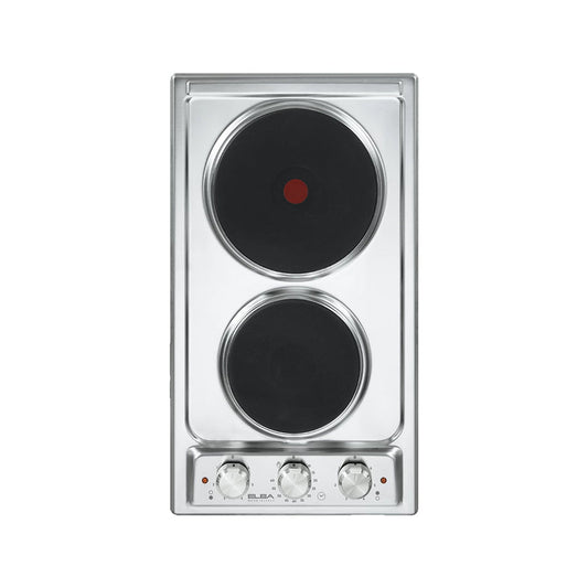 Elba Electric Hob 2 Electric Solid Plates, 30 cm, Silver - EN30-02TXD