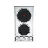 Elba Electric Hob 2 Electric Solid Plates, 30 cm, Silver - EN30-02TXD