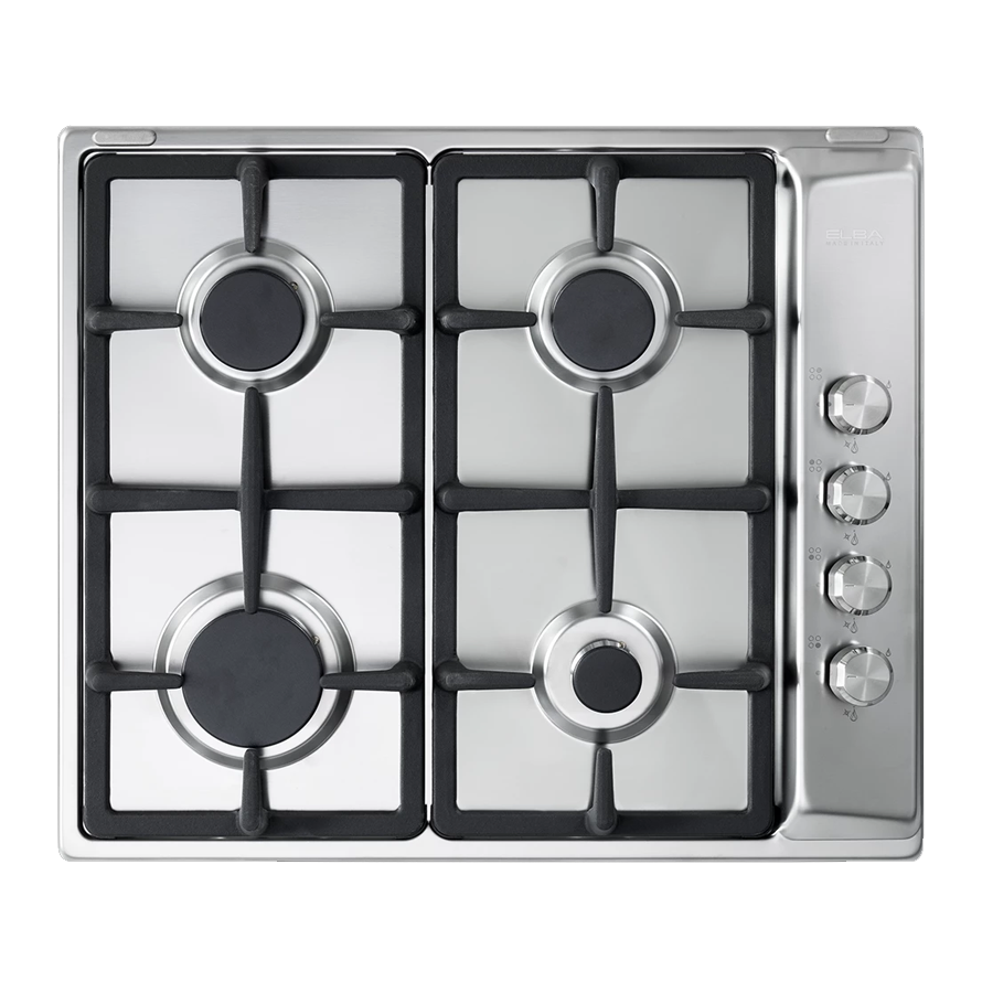 Elba Gas Hob, 4 Burners, 60 cm, Silver - ENS65-444XD