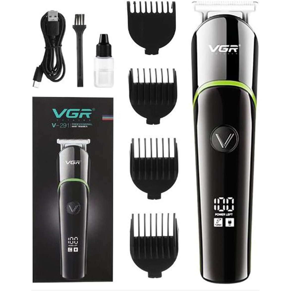 VGR Professional Rechargeable Hair Trimmer, LED Display - VGR-291