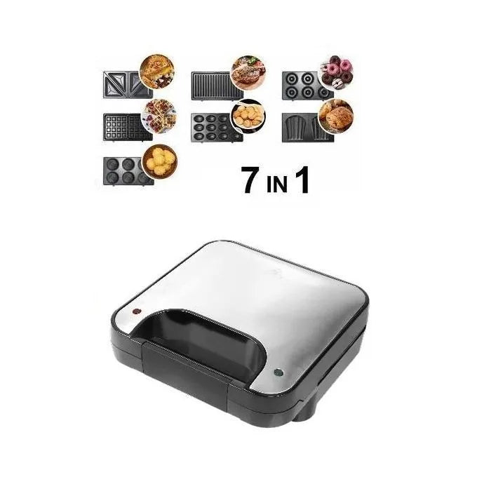 City 7 In 1 Multifunctional Sandwich Maker, 800 Watt, 7 Plates, Black - HMA-1042
