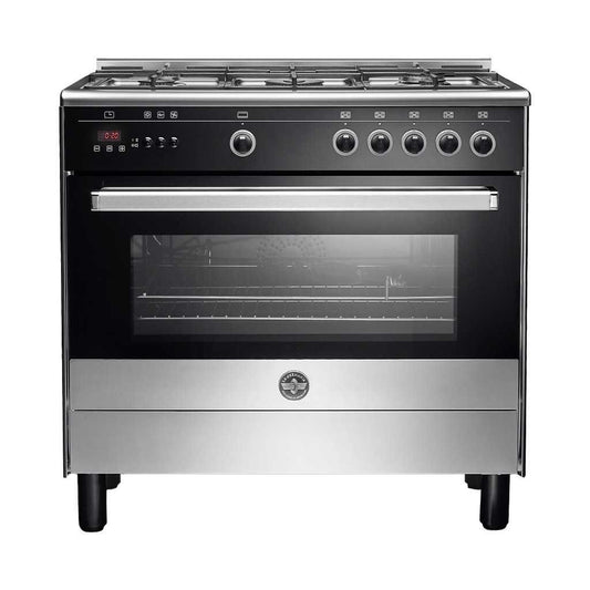 La Germania Digital Gas Cooker, 5 Burners, 90 cm, Black - 9L10G4A1X4AWW