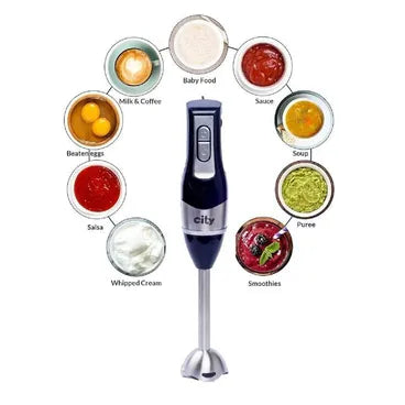 City 4in1 Hand Blender, 100ml, 1500 Watt, Black and Silver - HMA-1024