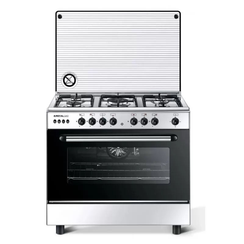 Royal Gas Crysta Gas Cooker, 90*60 cm, 5 Burners, Stainless Steel - 2010327